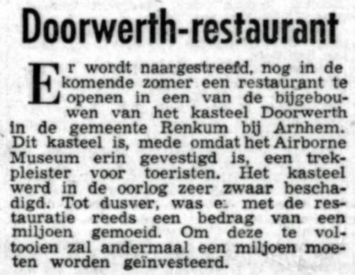 Eerste plannen voor een restaurant op Doorwerth