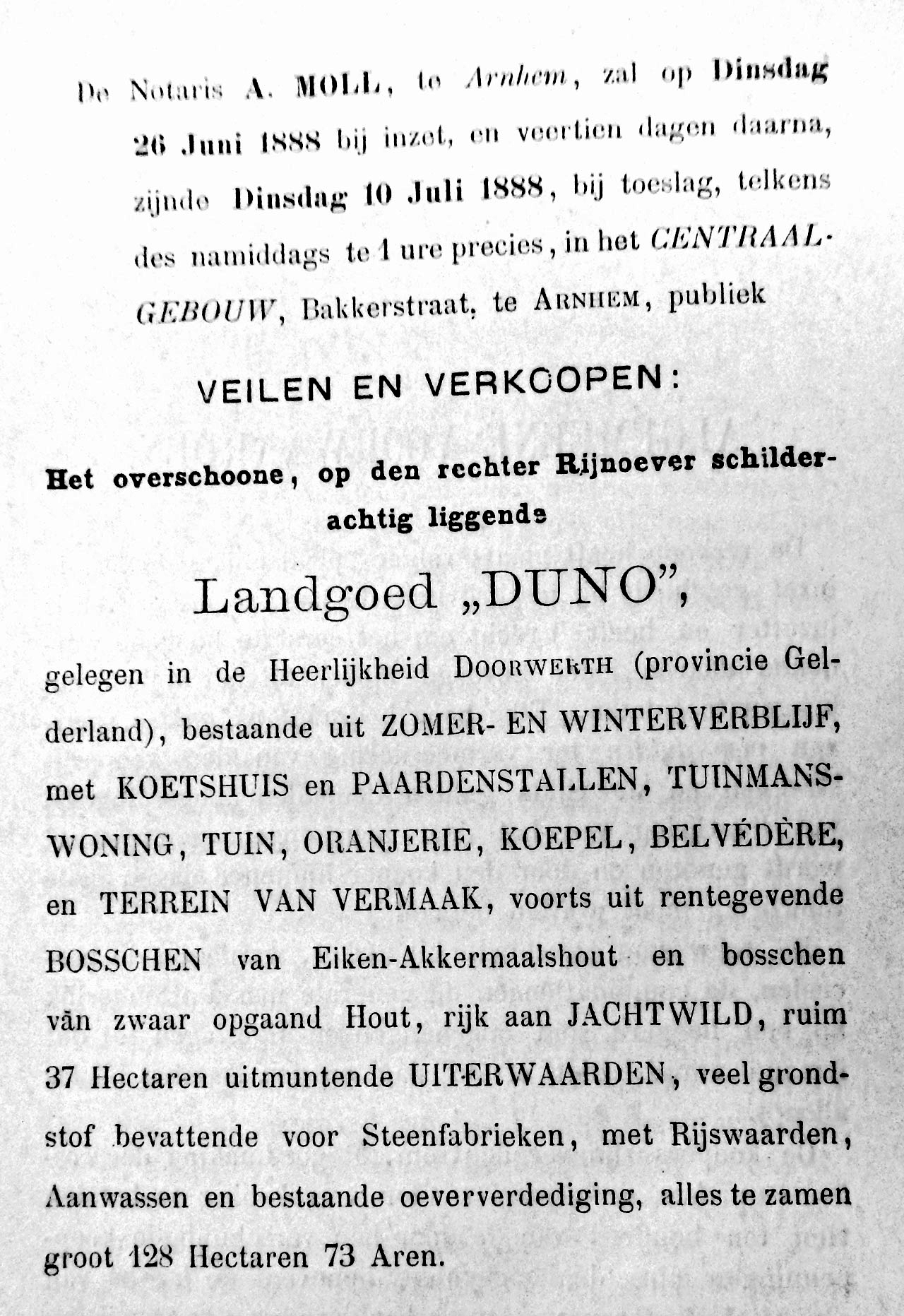 beschrijving van de Duno in 1888 Doorwerth