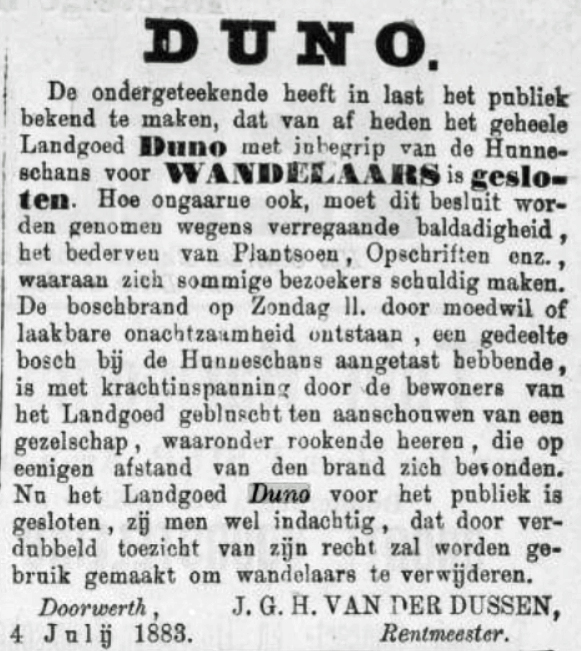 sluiting van de Duno in 1883, Doorwerth