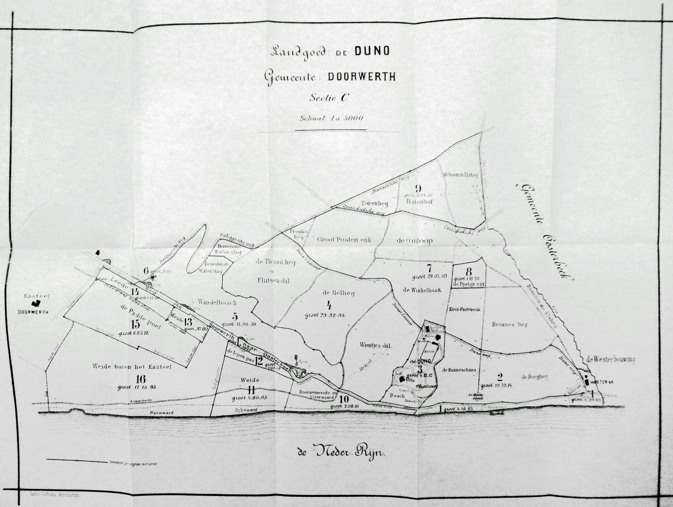 Kaart de Duno in 1888