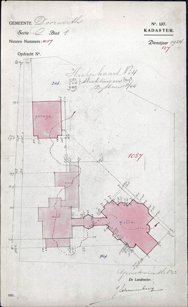 Kadasterkaart gemaakt in juli 1921.