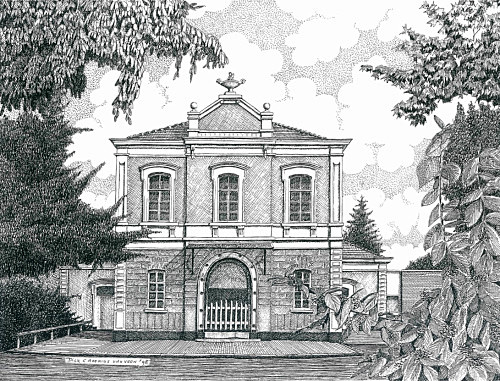 Concertzaal Oosterbeek, tekening: Dick Caderius van Veen