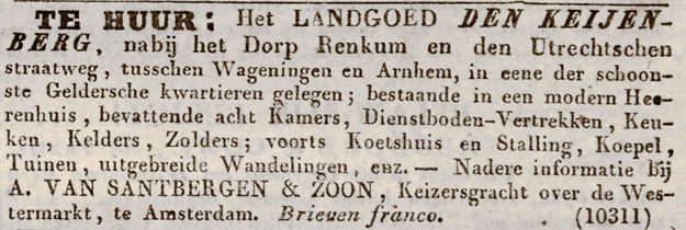 advertentie Keijenberg 1842