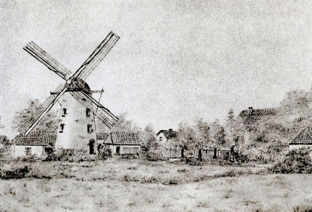 Oosterbeek de Molenberg tekening Ger Mulder Uitg 5 Dorpen in 't Groen ca 1980